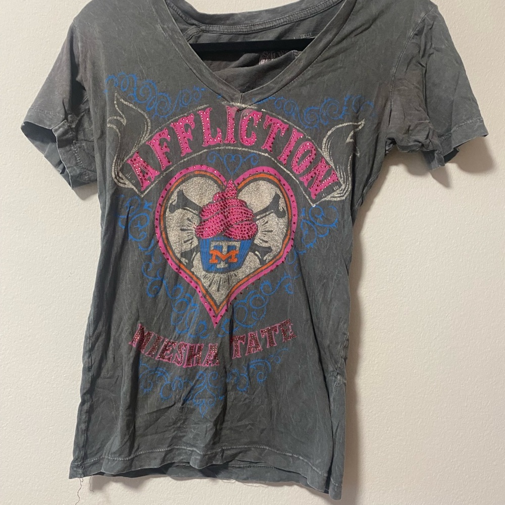 Affliction Miesha Tate Gray Top